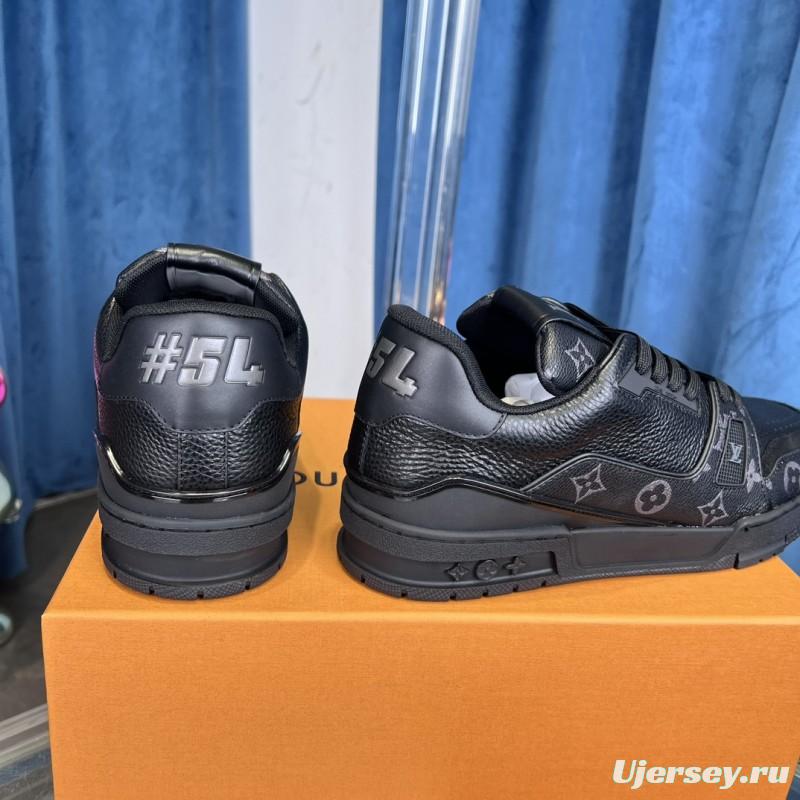 2025 Unisex Louis Vuitton Black Grey Leather Trainer