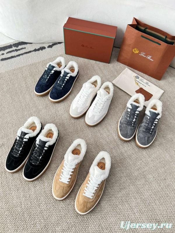 2024 Women Le Parmentier Navy Suede Shearling Sneakers MJ00350