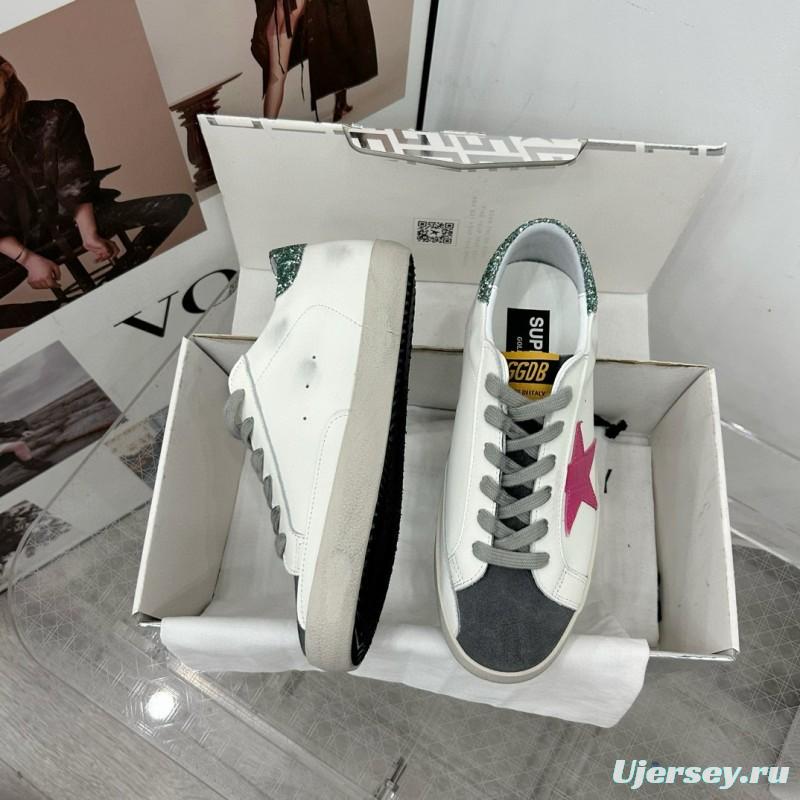 2025 Women GGDB White Pink Grey Glitter Leather Suede Sneakers