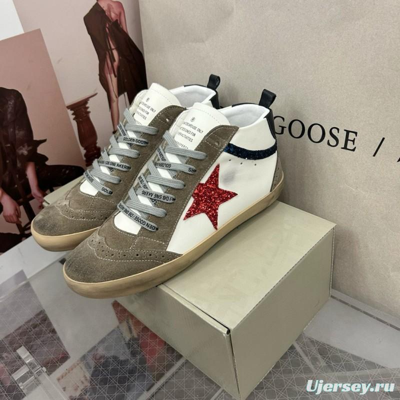 2024 Unisex GGDB White Red Glitter Suede Leather Sneakers MJ00300