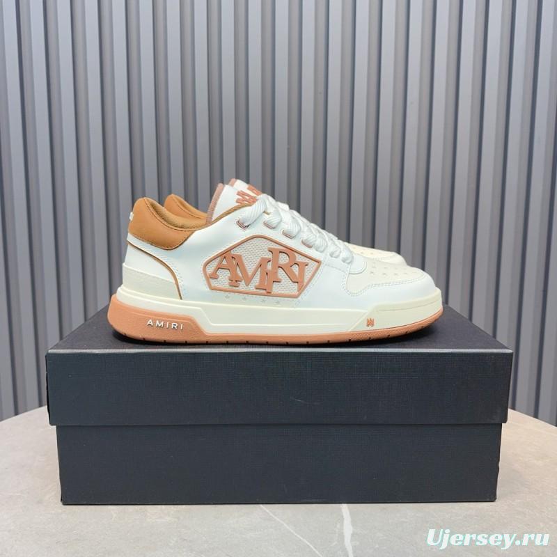 2025 Unisex Amiri White Brown Leather Sneakers MJ00360
