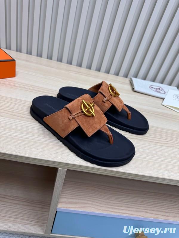2025 Slippers Hermès Brown Suede Slippers