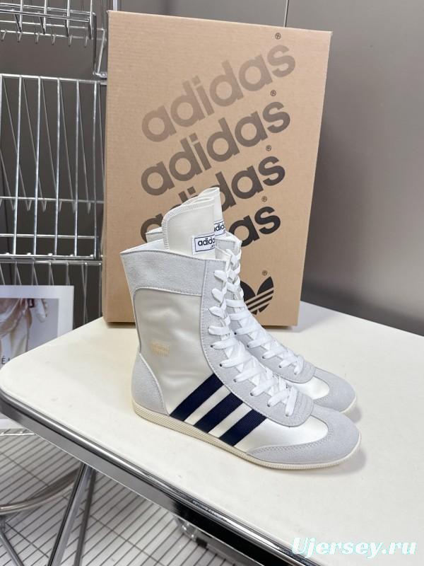 2025 Unisex Adidas White High-Top Sneakers Suede And Fabric Retro Design Original Sole KFY00320