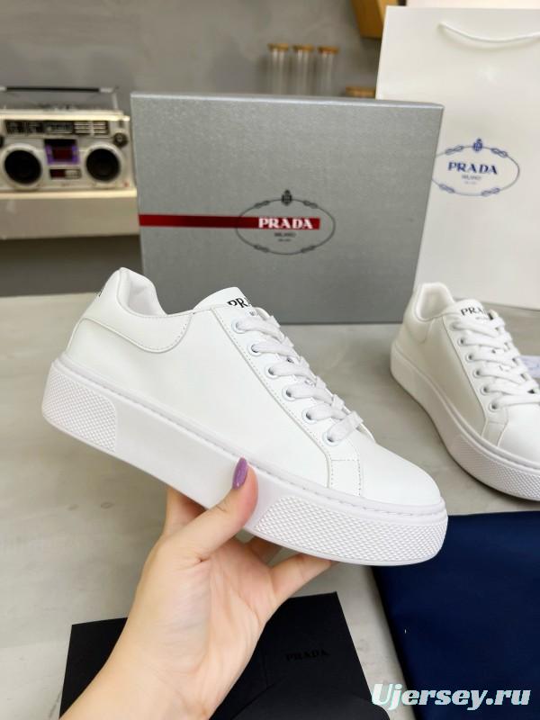 2024 Unisex Prada White Leather Sneakers MJ00310