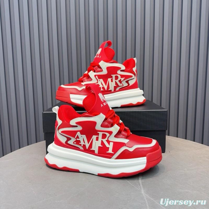 2024 Men Amiri Red White Leather Sneakers MJ00400