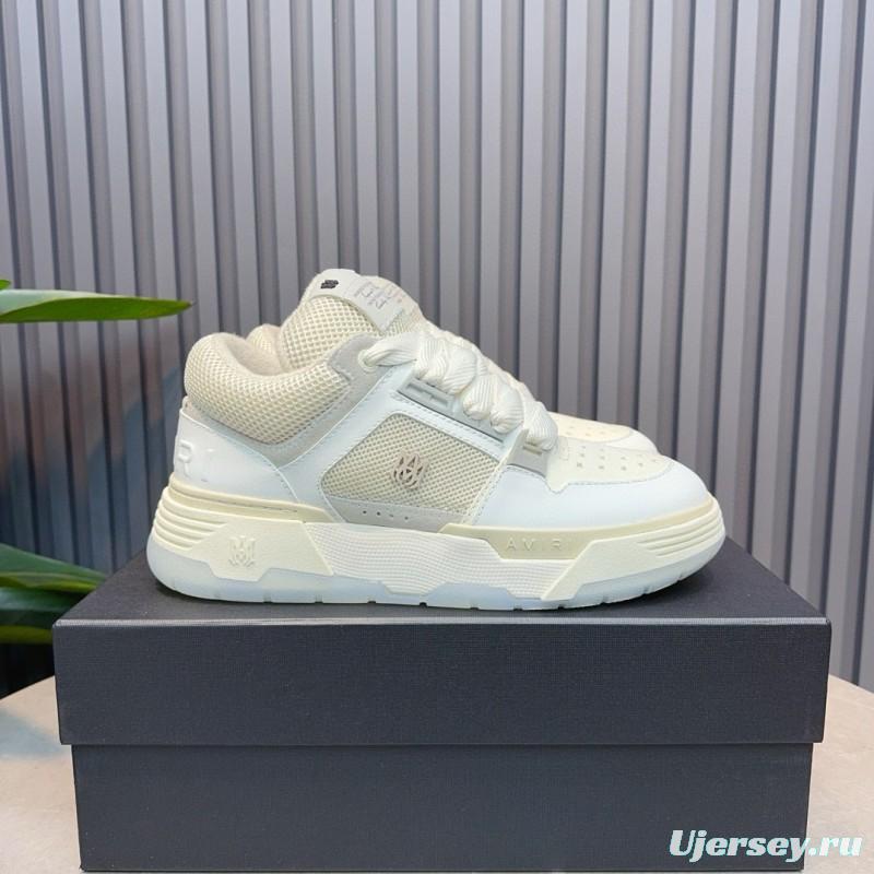 2024 Unisex Amiri White Mesh Leather Sneakers MJ00360