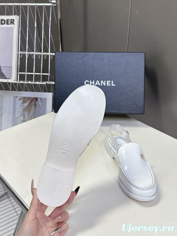 2025 Women Chanel White Leather Loafers