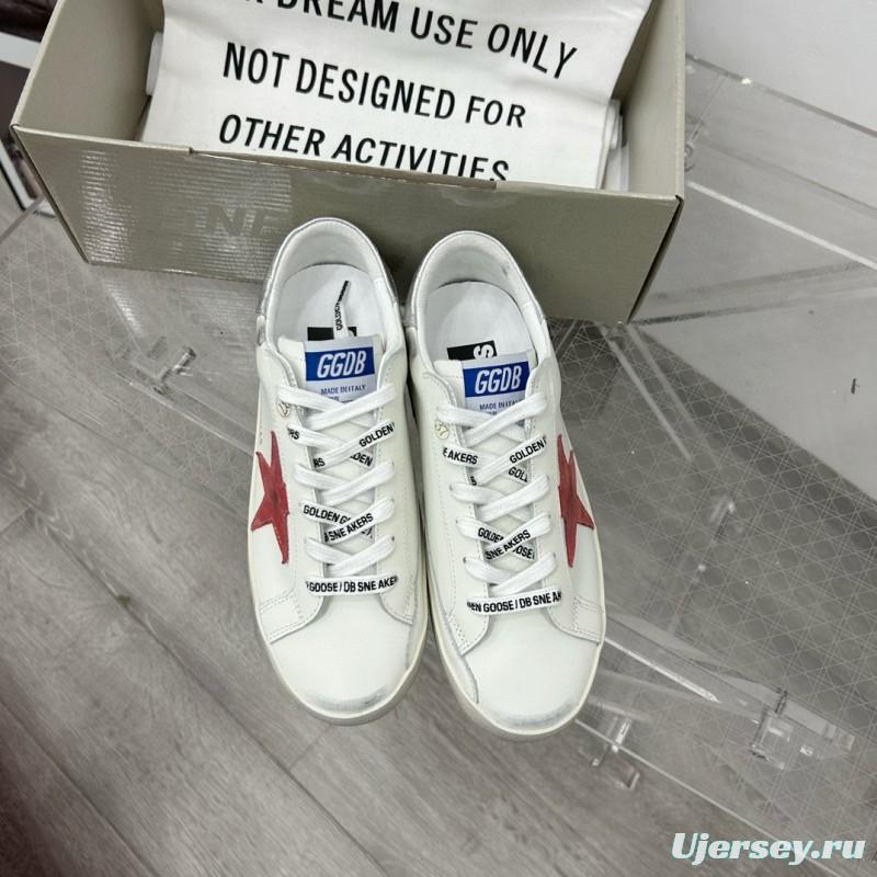 2025 Women GGDB White Red Leather Sneakers