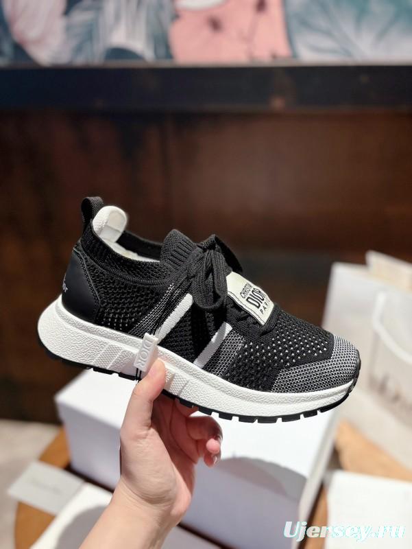 2025 Unisex Dior Black Grey Flyknit Sneakers LY00260