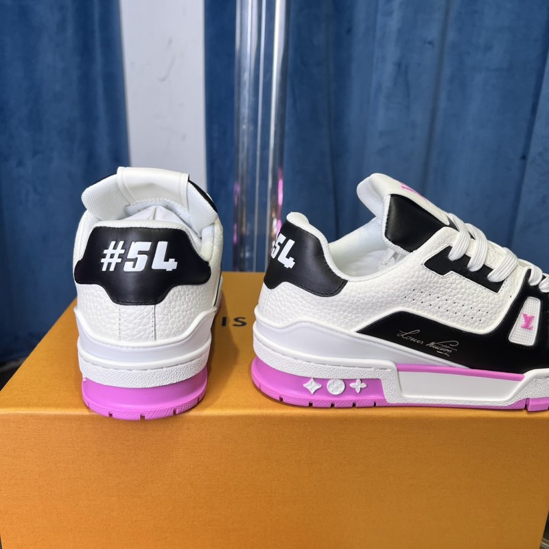 2025 Unisex Louis Vuitton White Black Pink Leather Fabric Trainer