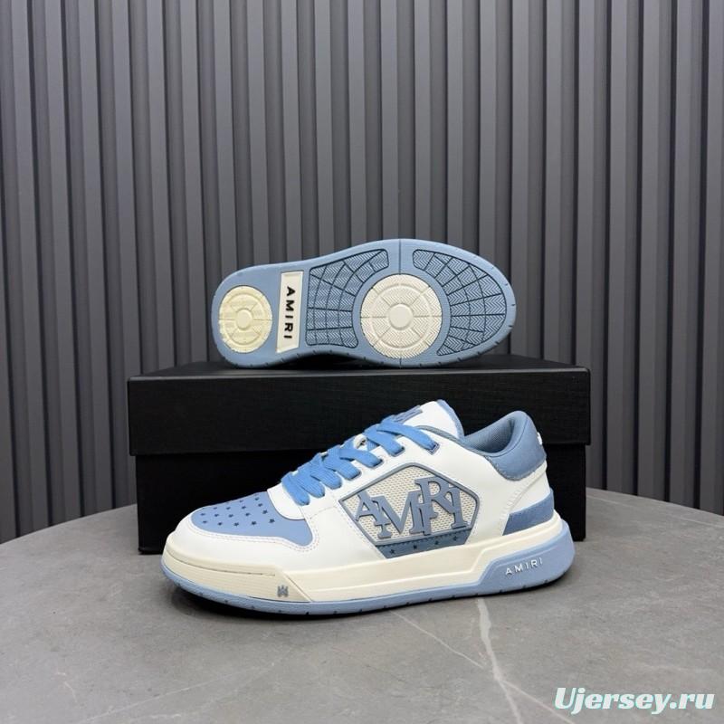 2025 Unisex Amiri White Light Blue Leather Sneakers MJ00360