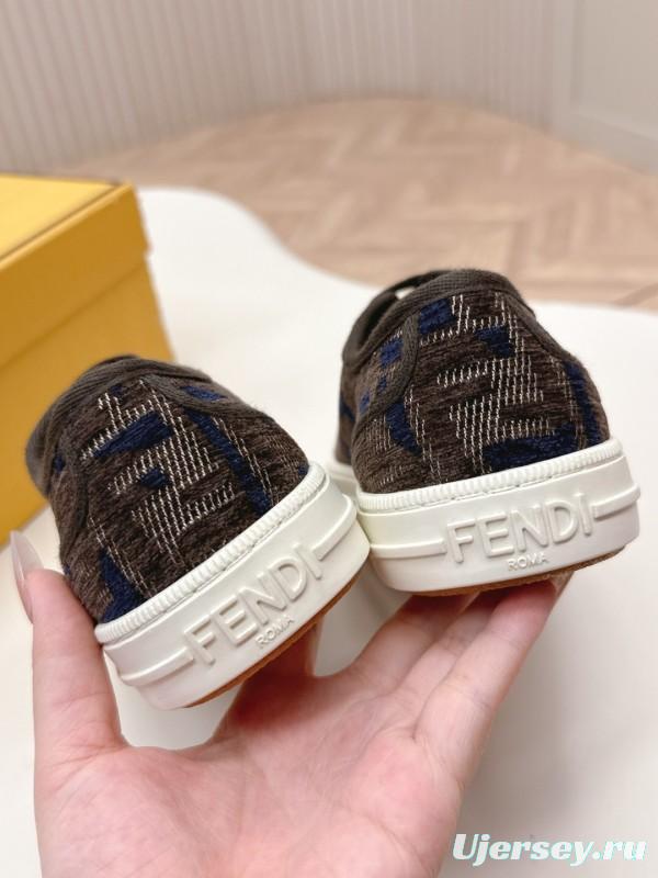2025 Women Fendi Brown Black Canvas Sneakers LY00280
