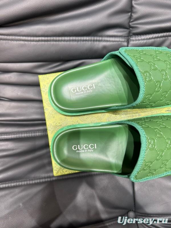2024 Slippers Gucci Green Leather Slippers MJ00200