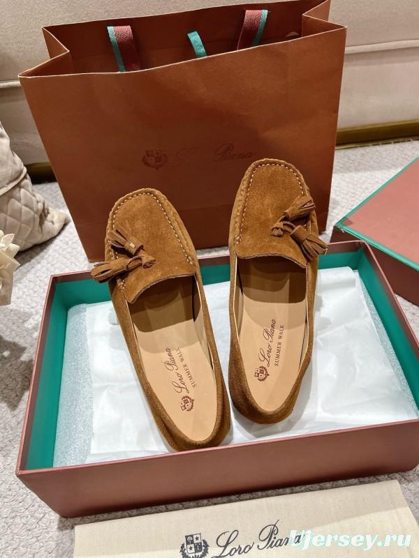 2025 Women LP Brown Suede Loafers Tassel LY00291