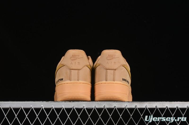 Louis Vuitton x Nike Air Force 1 '07 Low Casual Sneakers with Monogram Print in Wheat - CJ9179-200