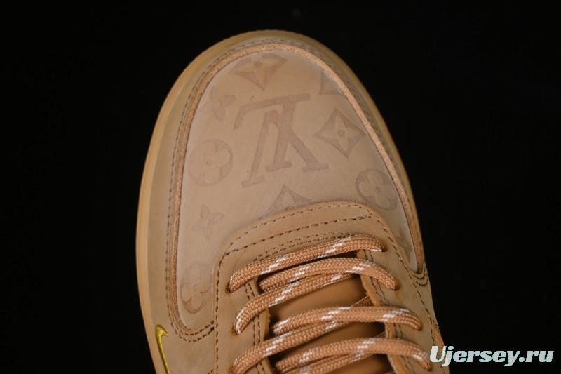 Louis Vuitton x Nike Air Force 1 '07 Low Casual Sneakers with Monogram Print in Wheat - CJ9179-200