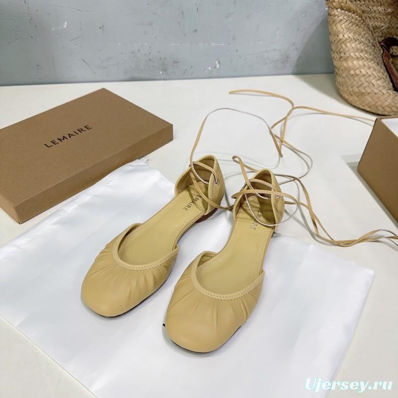 2025 Women LEMAIRE Light Yellow Lambskin Mary Jane Lace-up KFY00300