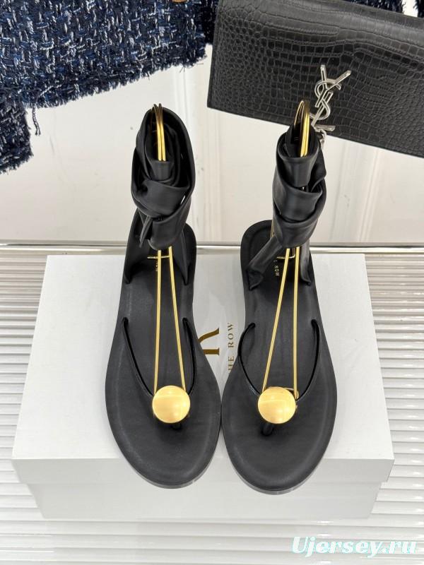 2025 Women Yves Saint Laurent Black Leather Sandal