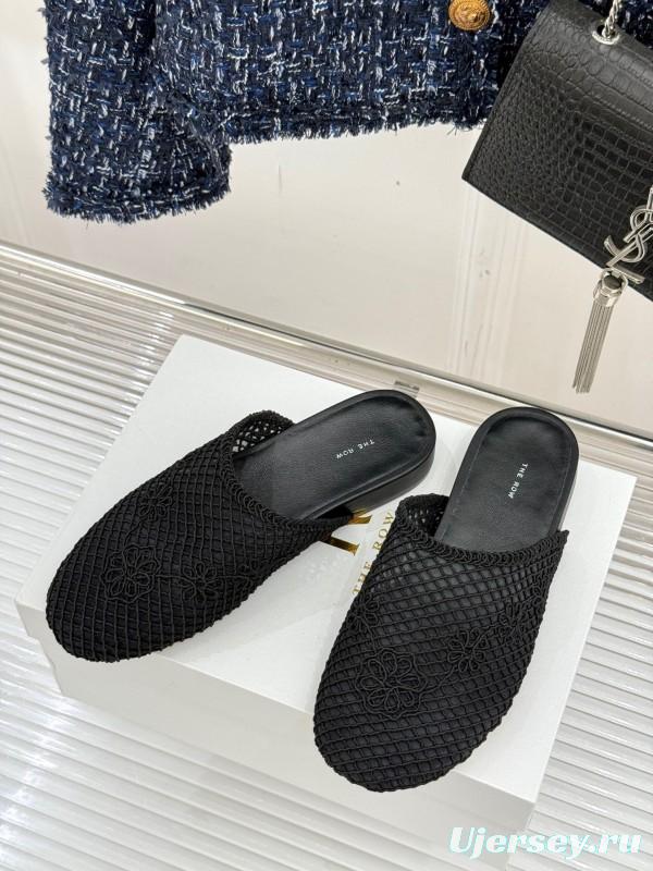 2025 Slippers Unisex The Row Black Mesh LY00360