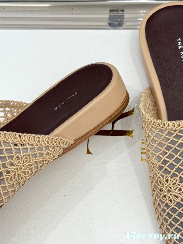 2025 Women The Row Beige Mesh Slippers KFY00260