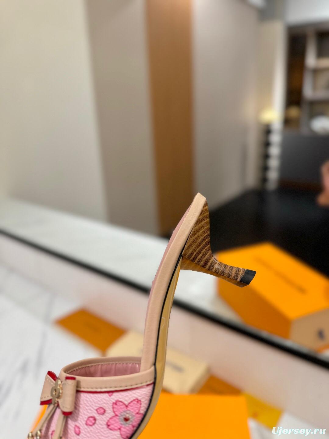 2025 Women Louis Vuitton Pink Leather Mules KFY00310