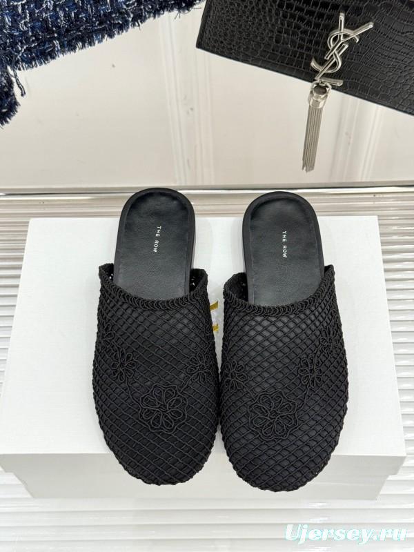 2025 Slippers Unisex The Row Black Mesh LY00360