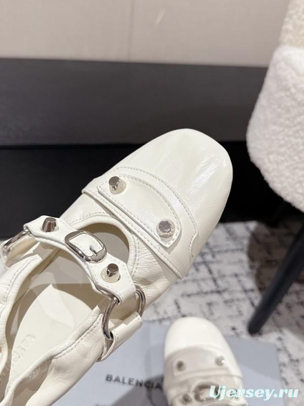 BALENCIAGA Cagole Metal Studs Ballet Flats - KFY00300