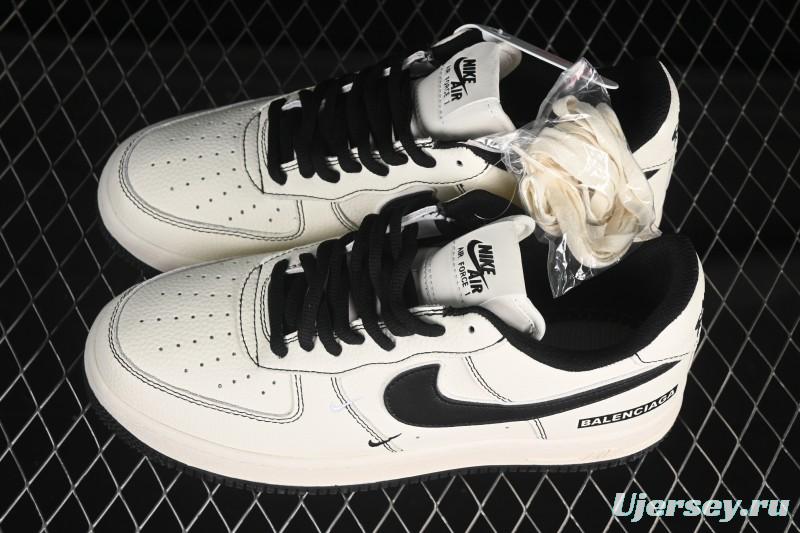 Nike Balenciaga Air Force 1'07 Low Collaboration Triple Swoosh Beige Black Casual Shoes - FR0538-090