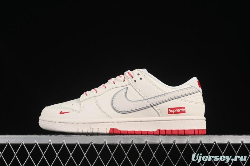 Nike SB Dunk Low Supreme Collaboration Two-Tone Beige Red Anniversary High-End Custom Low-Top Casual Skate Shoes - XX3168-191