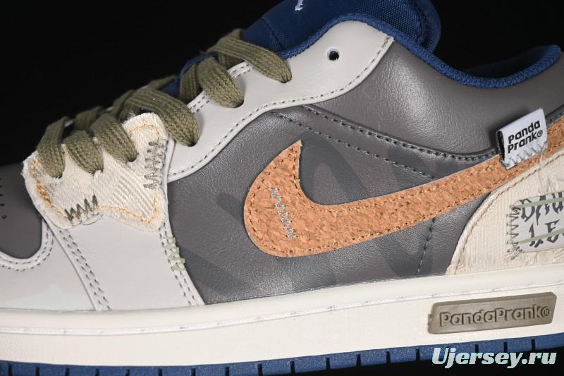 Nike Air Jordan 1 Low Retro Basketball Shoes Panda Mischief Pioneer Knight Brown Grey - 553558-414