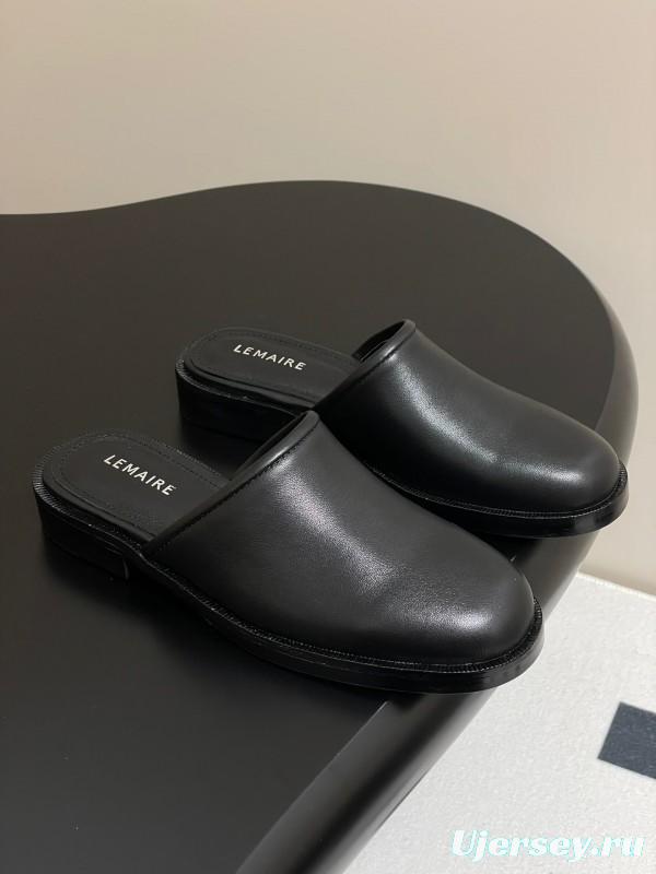 2025 Slippers Lemaire Black Leather Slippers KFY00310