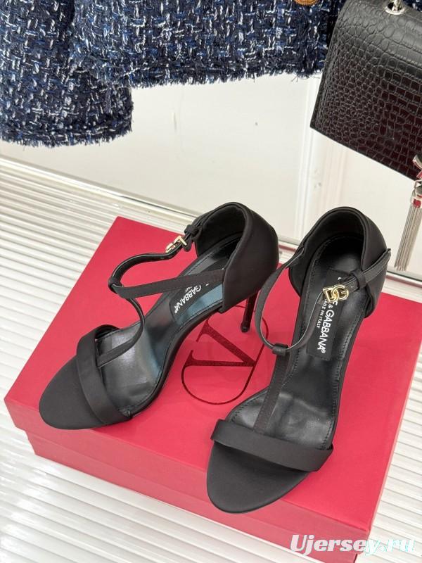 2025 Women Dolce & Gabbana Black Satin High Heels