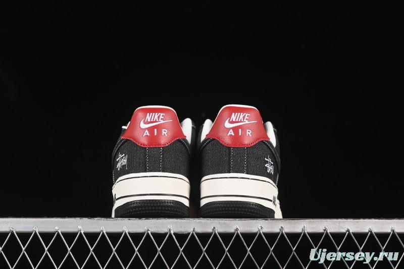 Nike Air Force 1'07 Low Stussy Collaboration Dark Grey Woven Casual Sneakers - LW9279-002