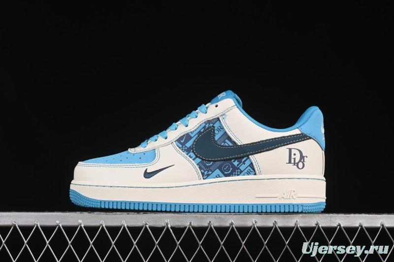 Nike Air Force 1 '07 Low Dior Collaboration Stone Blue Low-Top Casual Sneakers - KK1988-088