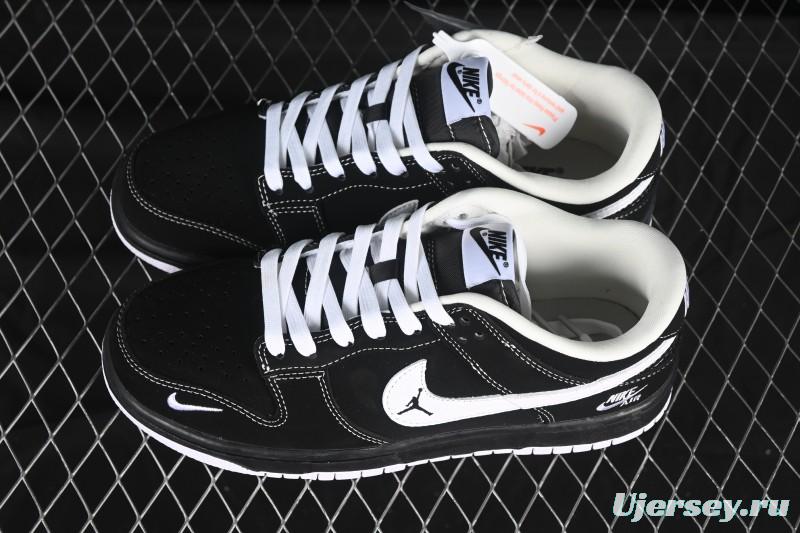 Nike SB Dunk Low All Black White Swoosh Anniversary High-End Custom Low-Top Casual Skate Shoes - LW1818-117