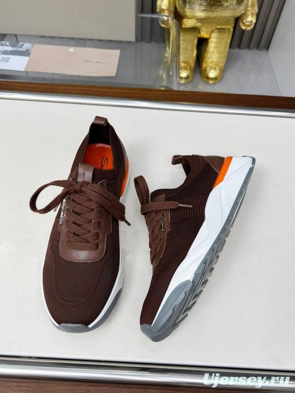 2025 Unisex Santoni Brown Orange Wool Blend Sneakers AS00320