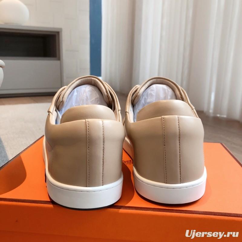 2025 Unisex H Beige Leather Sneakers AS00380
