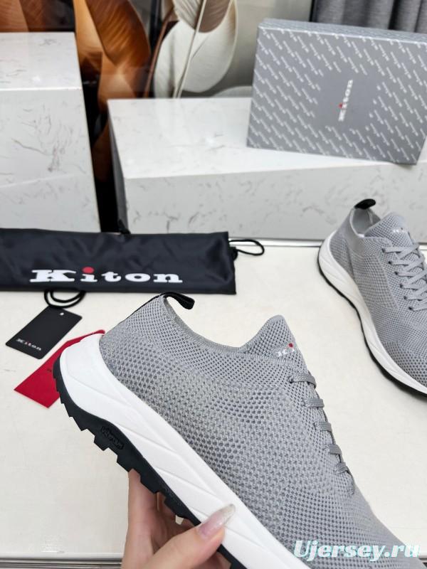 2025 Men Kiton Grey Knit Mesh Sneakers Lightweight Rubber Sole AS00320