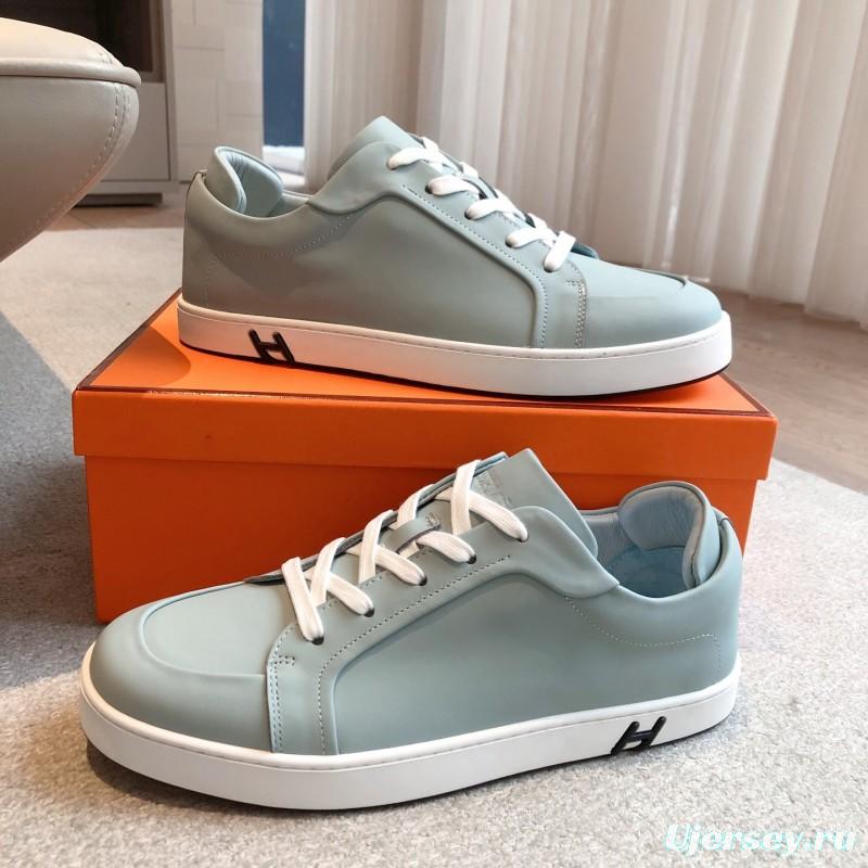 2025 Men Hermes Gray Leather Sneakers Casual AS00380
