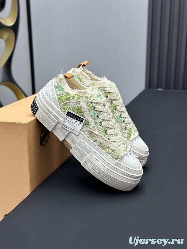 2025 Unisex XVESSEL White Green Canvas Plimsolls Vulcanized AS00260
