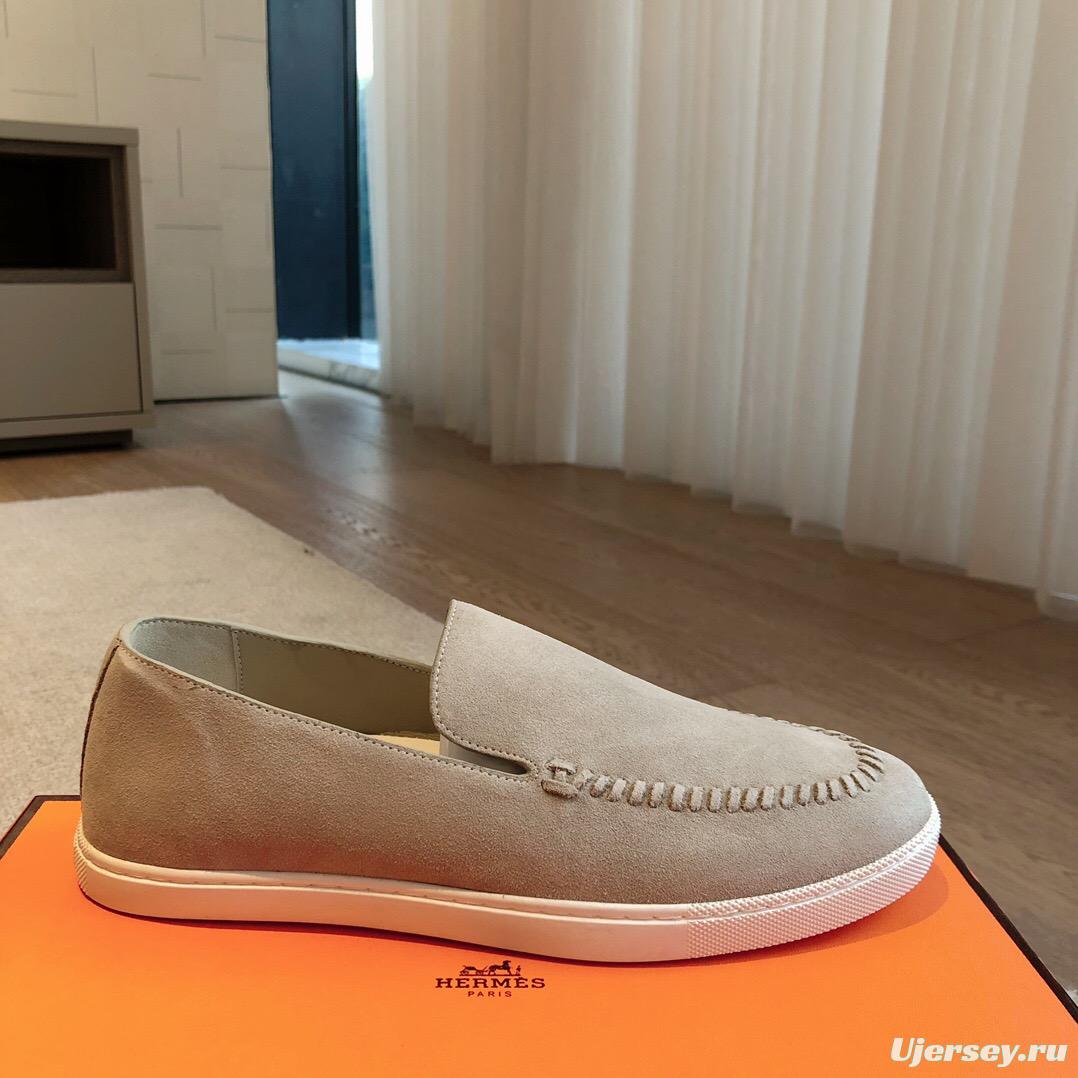 2025 Men Hermès Beige Suede Loafers AS00380