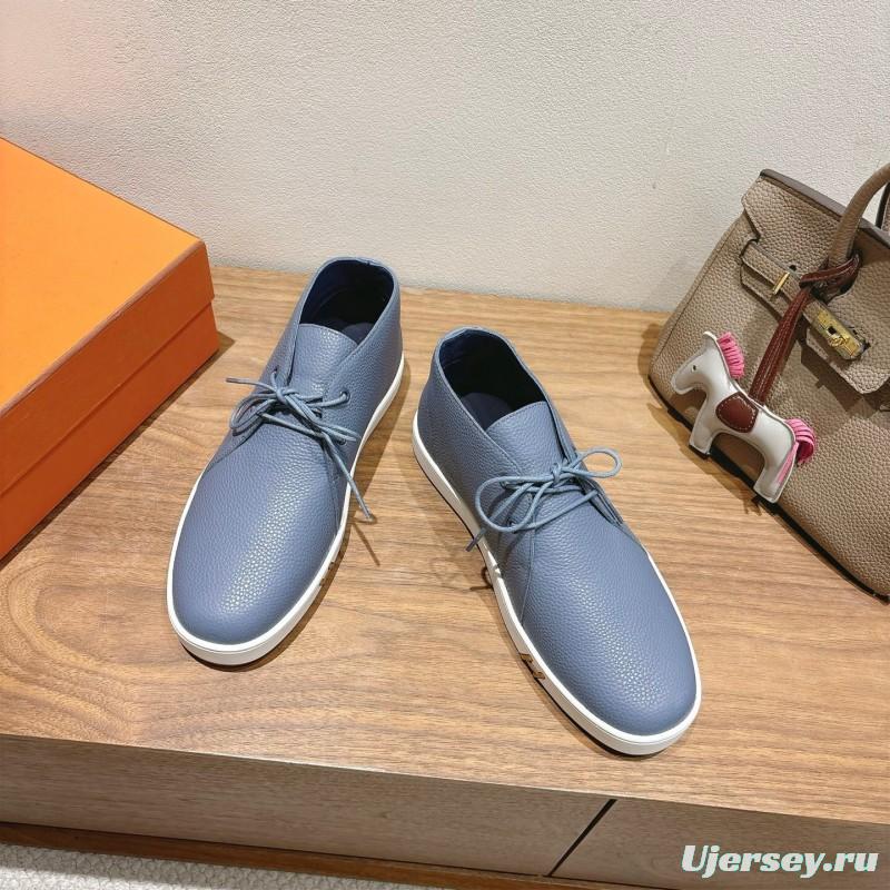 2025 Unisex H Light Blue Leather Sneakers AS00380