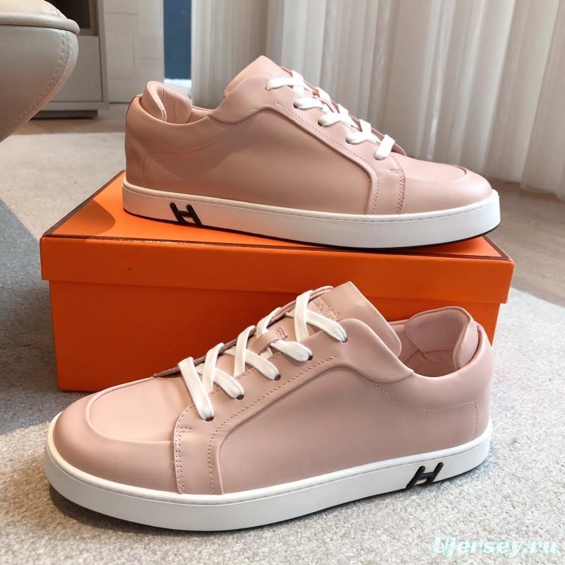 2025 Women Hermès Pink Leather Sneakers AS00380