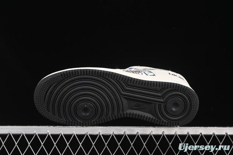 Nike Air Force 1 '07 Low Dior Collaboration Gray Floral Low-Top Casual Sneakers - DF0188-064