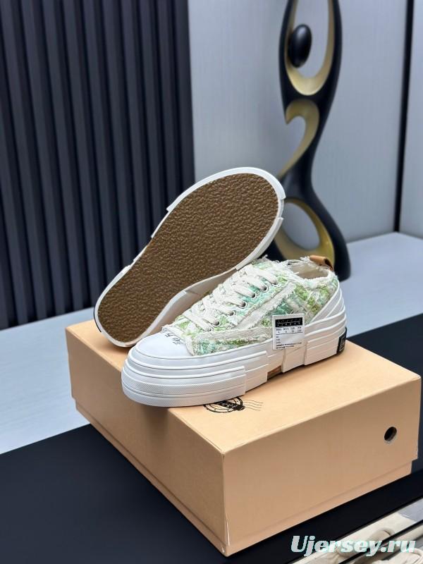 2025 Unisex XVESSEL White Green Canvas Plimsolls Vulcanized AS00260