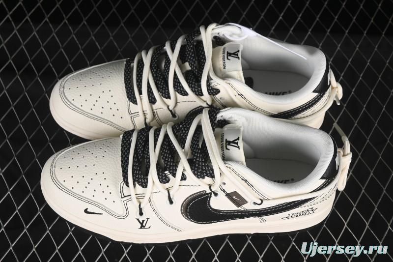 Nike SB Dunk Low LV Collaboration Strap Black Swoosh Anniversary High-End Custom Low-Top Casual Skate Shoes DM6868-076