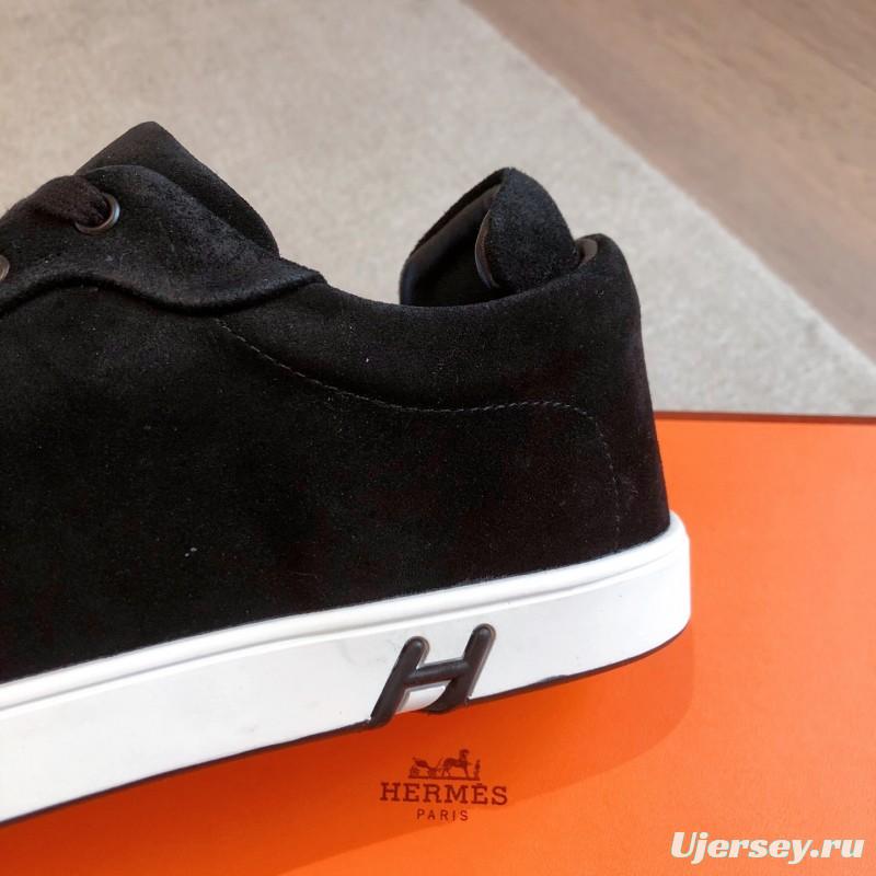 2025 Unisex H Black Suede Sneakers AS00380