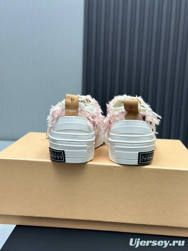 2025 Women XVESSEL Pink White Canvas Plimsolls Distressed AS00260