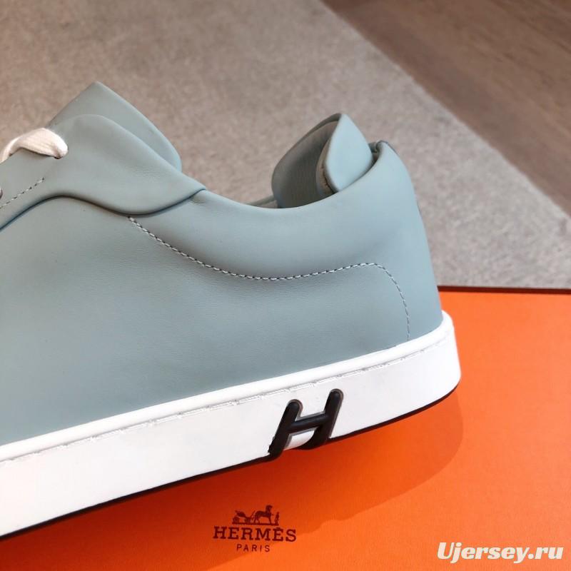 2025 Men Hermes Gray Leather Sneakers Casual AS00380