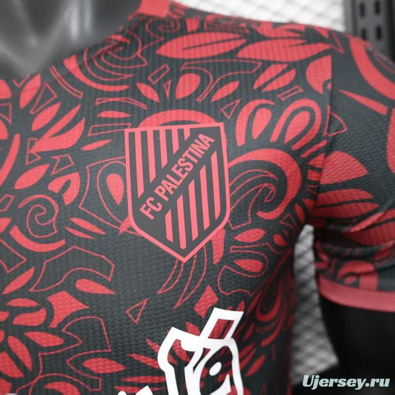 Player Version 25/26 FC Palestine Red with Traditional Floral Pattern Jersey